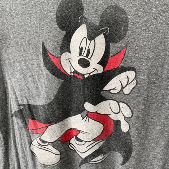 Disney Old Navy Mickey Mouse Vampire T Shirt size S Adult Gray Graphic - Picture 2 of 4